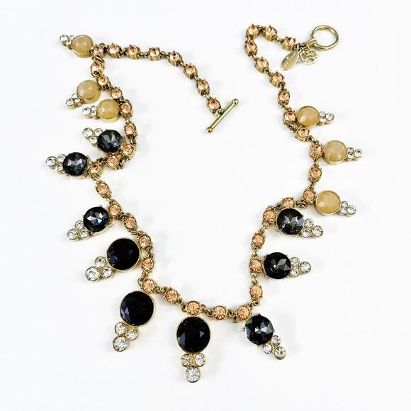 Ann Taylor Gray & Blush Stone Crystal Statement Necklace - Picture 2 of 8